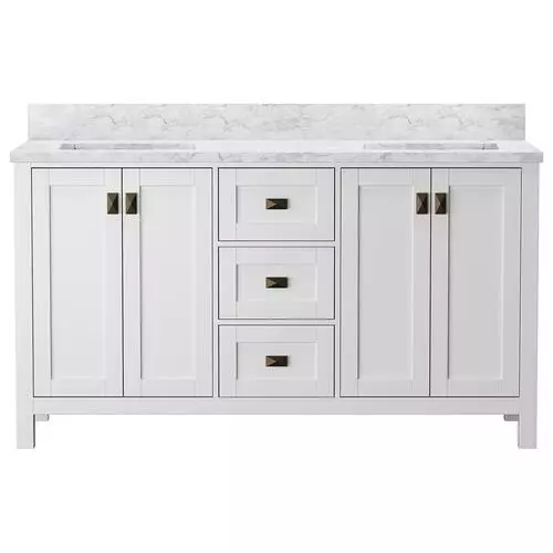 Clearance sale Tuscany® Rio 60"W X 22"D White Vanity And White Carrara